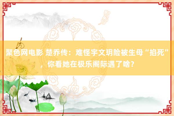 聚色网电影 楚乔传：难怪宇文玥险被生母“掐死”，你看她在极乐阁际遇了啥？