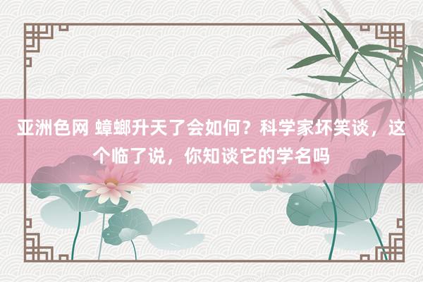 亚洲色网 蟑螂升天了会如何？科学家坏笑谈，这个临了说，你知谈它的学名吗