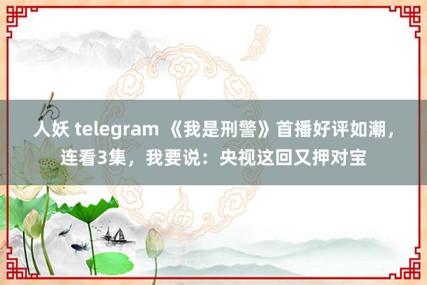 人妖 telegram 《我是刑警》首播好评如潮，连看3集，我要说：央视这回又押对宝