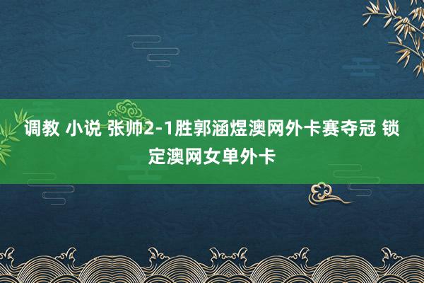 调教 小说 张帅2-1胜郭涵煜澳网外卡赛夺冠 锁定澳网女单外卡