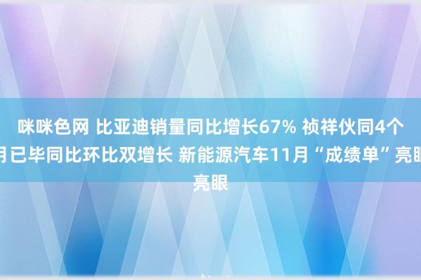 咪咪色网 比亚迪销量同比增长67% 祯祥伙同4个月已毕同比环比双增长 新能源汽车11月“成绩单”亮眼