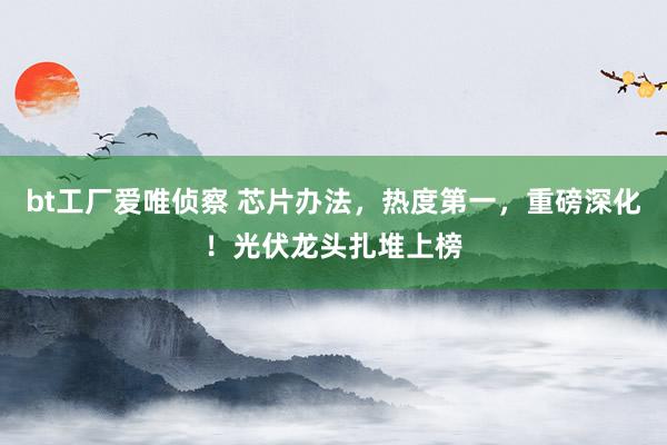bt工厂爱唯侦察 芯片办法，热度第一，重磅深化！光伏龙头扎堆上榜