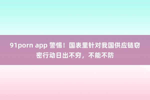 91porn app 警惕！国表里针对我国供应链窃密行动日出不穷，不能不防