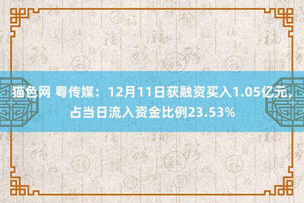 猫色网 粤传媒：12月11日获融资买入1.05亿元，占当日流入资金比例23.53%