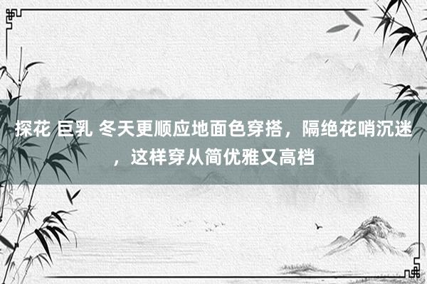 探花 巨乳 冬天更顺应地面色穿搭，隔绝花哨沉迷，这样穿从简优雅又高档