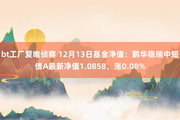 bt工厂爱唯侦察 12月13日基金净值：鹏华稳瑞中短债A最新净值1.0858，涨0.08%