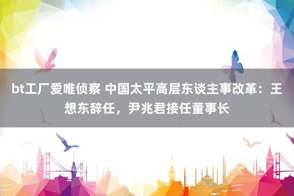 bt工厂爱唯侦察 中国太平高层东谈主事改革：王想东辞任，尹兆君接任董事长
