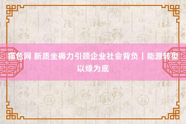 猫色网 新质坐褥力引颈企业社会背负｜能源转型以绿为底