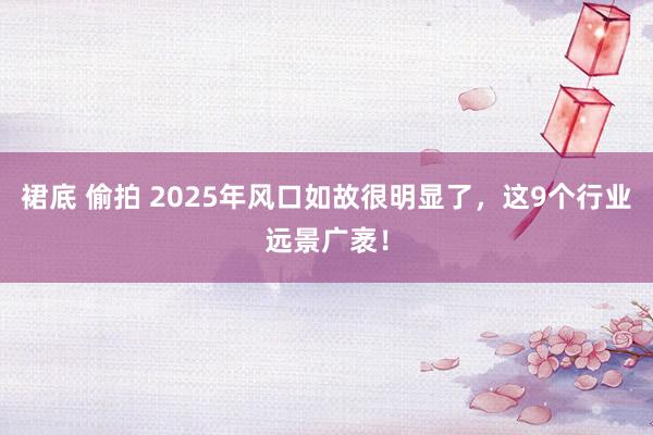 裙底 偷拍 2025年风口如故很明显了，这9个行业远景广袤！