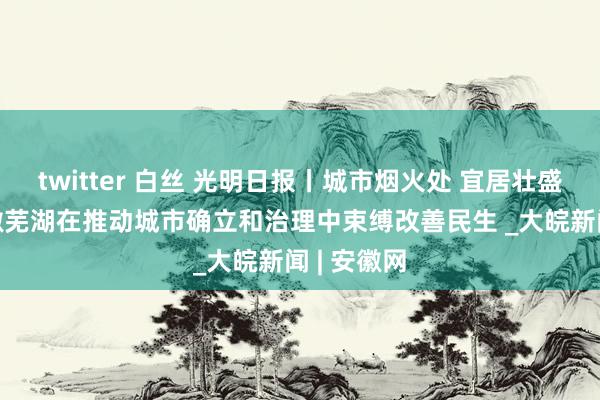 twitter 白丝 光明日报丨城市烟火处 宜居壮盛存 ——安徽芜湖在推动城市确立和治理中束缚改善民生 _大皖新闻 | 安徽网