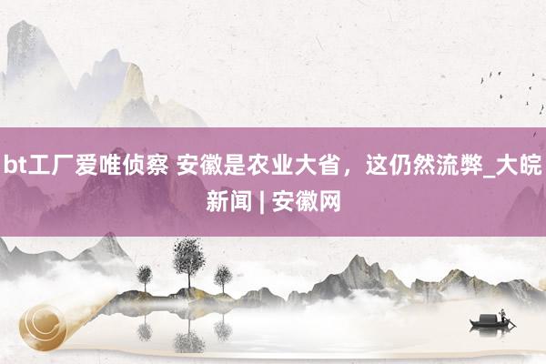 bt工厂爱唯侦察 安徽是农业大省，这仍然流弊_大皖新闻 | 安徽网