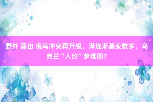 野外 露出 俄乌冲突再升级，泽连斯基变数多，乌克兰“入约”梦难圆？