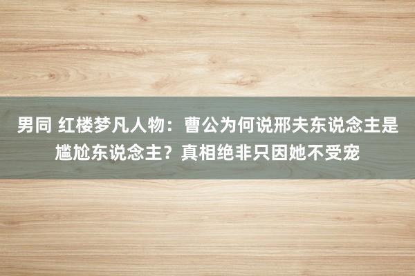 男同 红楼梦凡人物：曹公为何说邢夫东说念主是尴尬东说念主？真相绝非只因她不受宠