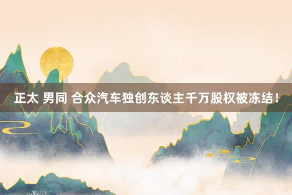 正太 男同 合众汽车独创东谈主千万股权被冻结！