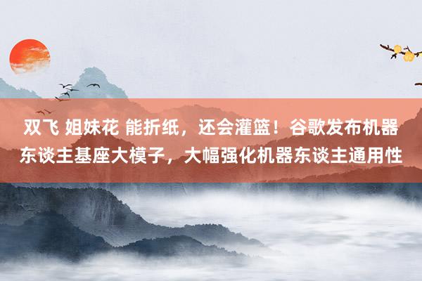双飞 姐妹花 能折纸，还会灌篮！谷歌发布机器东谈主基座大模子，大幅强化机器东谈主通用性